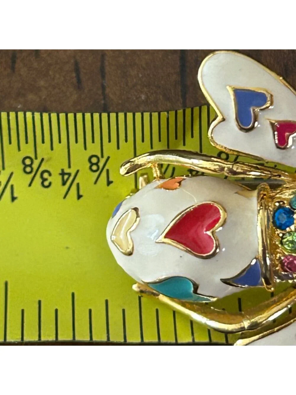 Joan Rivers Bee Brooch Lots of Love Enamel Hearts Multi-Color Rhinestone Insect